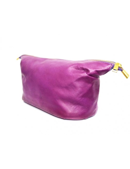 DACEY Purple Leather Women Toilet Bag