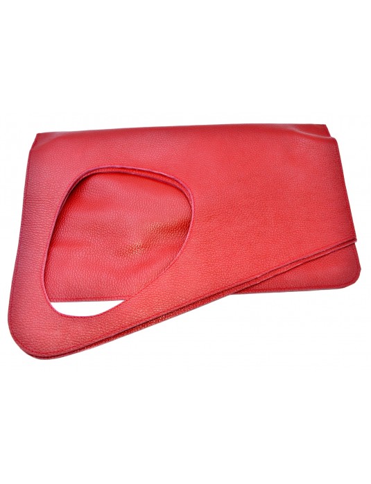 ASİMETRİK Red Real Leather Portföy Clutch