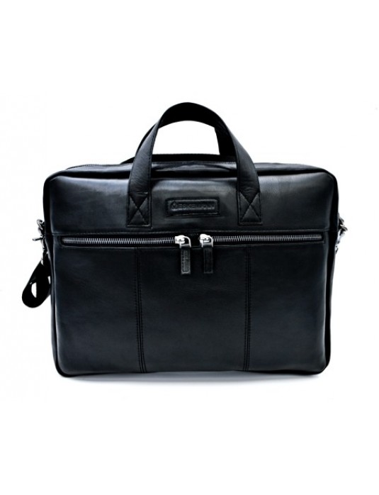 Alex Black Real Leather Messenger Laptop Bag