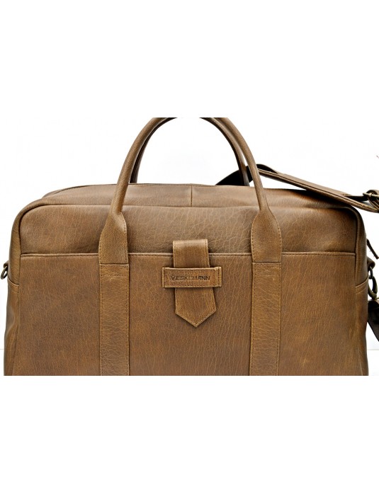 Roberto  Brown Real Leather Weekend Travel Bag