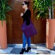 ASİMETRİK Purple Real Leather Portföy Clutch
