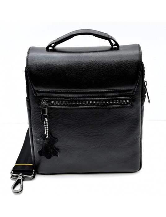 Firmino Black Real Leather Small Messenger Bag