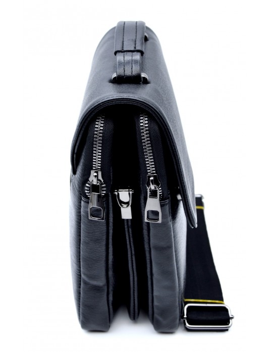 Firmino Black Real Leather Small Messenger Bag