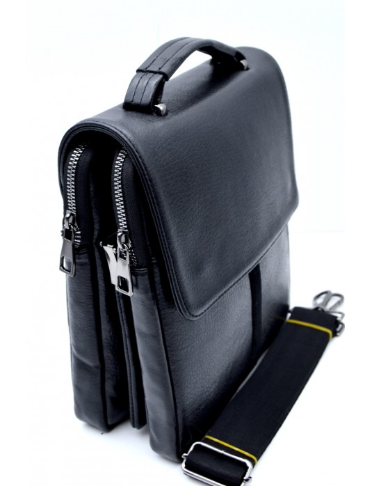 Firmino Black Real Leather Small Messenger Bag