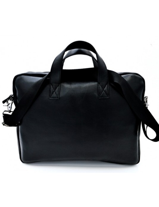 Alex Black Real Leather Messenger Laptop Bag