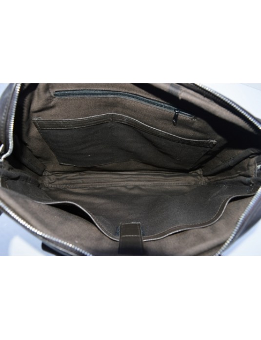 Randy Dark Brown Real Leather Messenger Laptop Bag