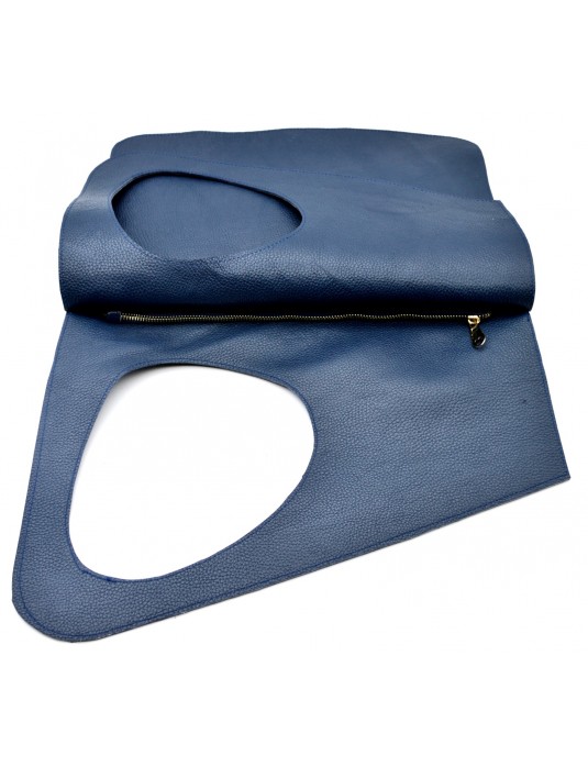 ASİMETRİK Model Dark Blue Real Leather Portföy Clutch Bag