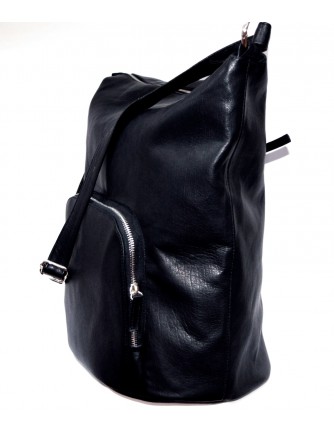Tolda Black Real Leather Tote Bag