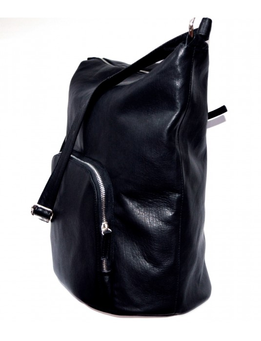 Tolda Black Real Leather Tote Bag