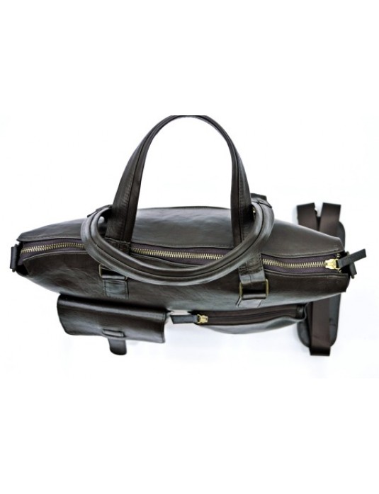 Sollyu Dark Brown Real Leather Laptop Messenger Bag