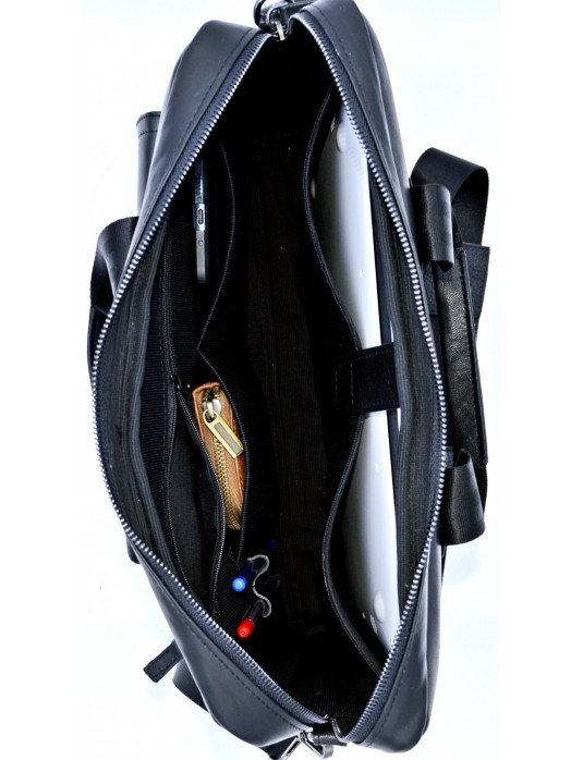 Pinto Black Real Leather Messenger Laptop Bag