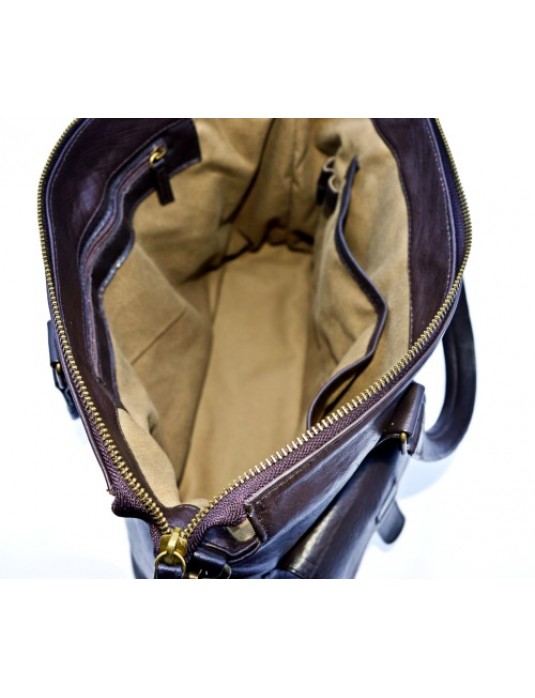 Sollyu Dark Brown Real Leather Laptop Messenger Bag