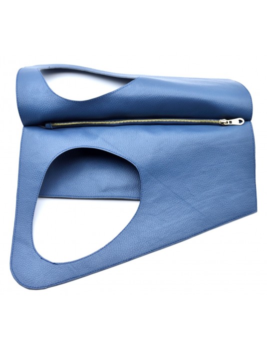 ASİMETRİK Model Sea Blue Real Leather Portföy Clutch Bag