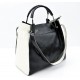 Elegant Black White Real Leather Bag