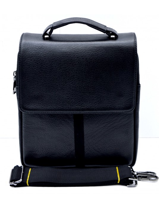 Firmino Black Real Leather Small Messenger Bag