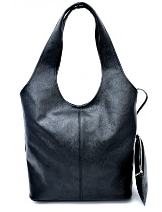Randy Black Real Leather Tote Bag