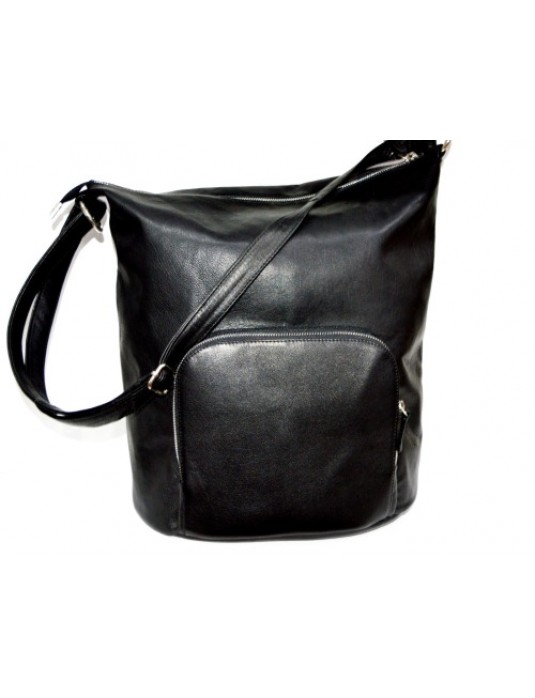 Tolda Black Real Leather Tote Bag