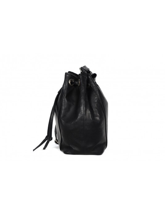 Gun Black Real Leather Tote Bag