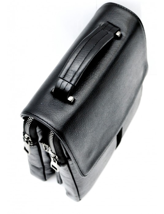 Firmino Black Real Leather Small Messenger Bag