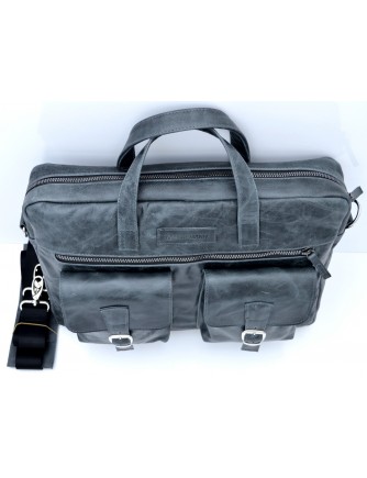 Randy Antik Gray Real Leather Laptop Messenger Bag