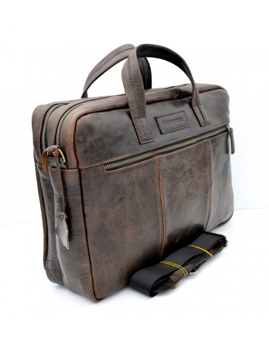 Ricardo Antik Brorwn  Two Room Real Leather Messenger Laptop Bag