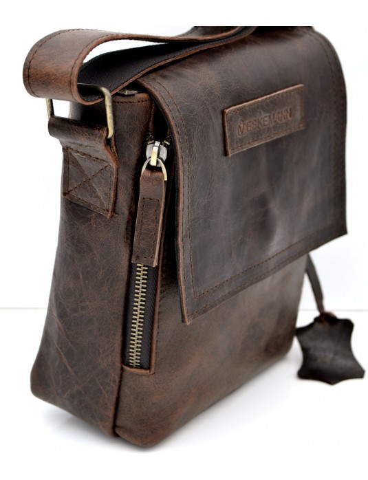 Pablo Antic Brown Real Leather Messenger Bag