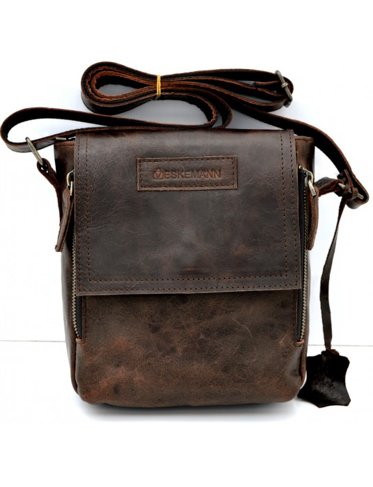 Pablo Antic Brown Real Leather Messenger Bag