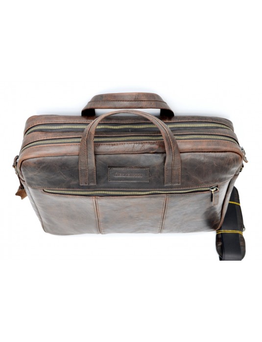 Ricardo Antik Brorwn  Two Room Real Leather Messenger Laptop Bag