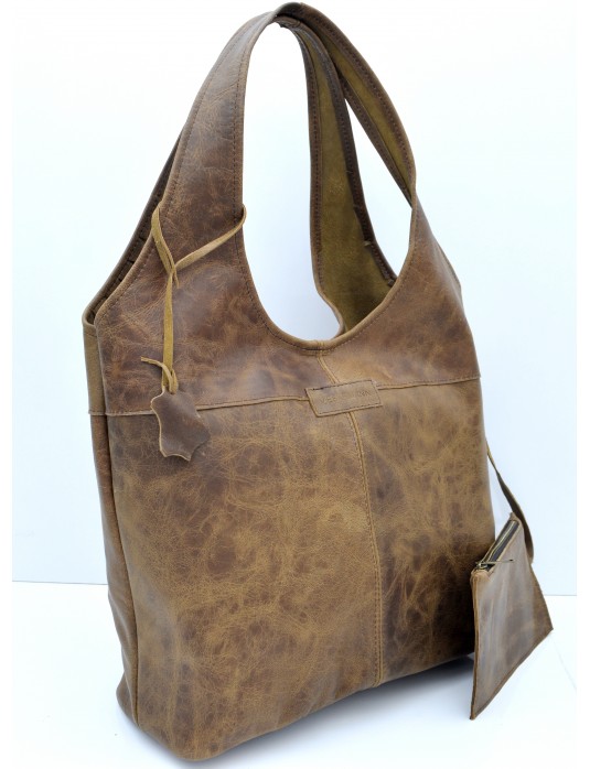 Randy  Antic Brown Real Leather Tote Bag