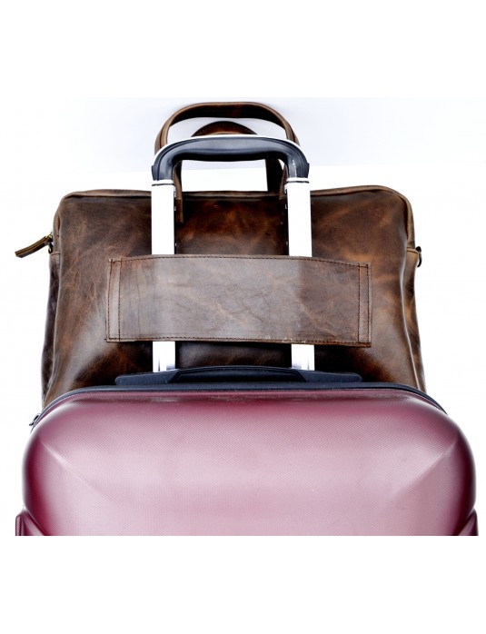 Randy Antic Brown Real Leather Laptop Messenger Bag