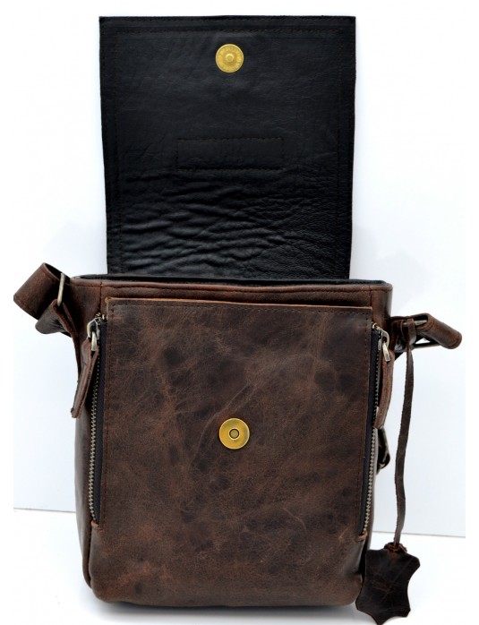 Pablo Antic Brown Real Leather Messenger Bag